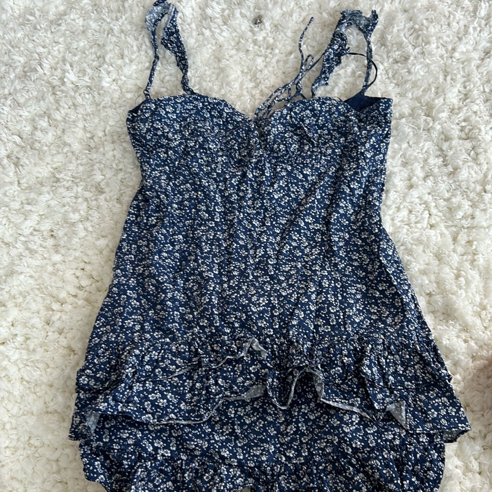 Blue and white floral dress
